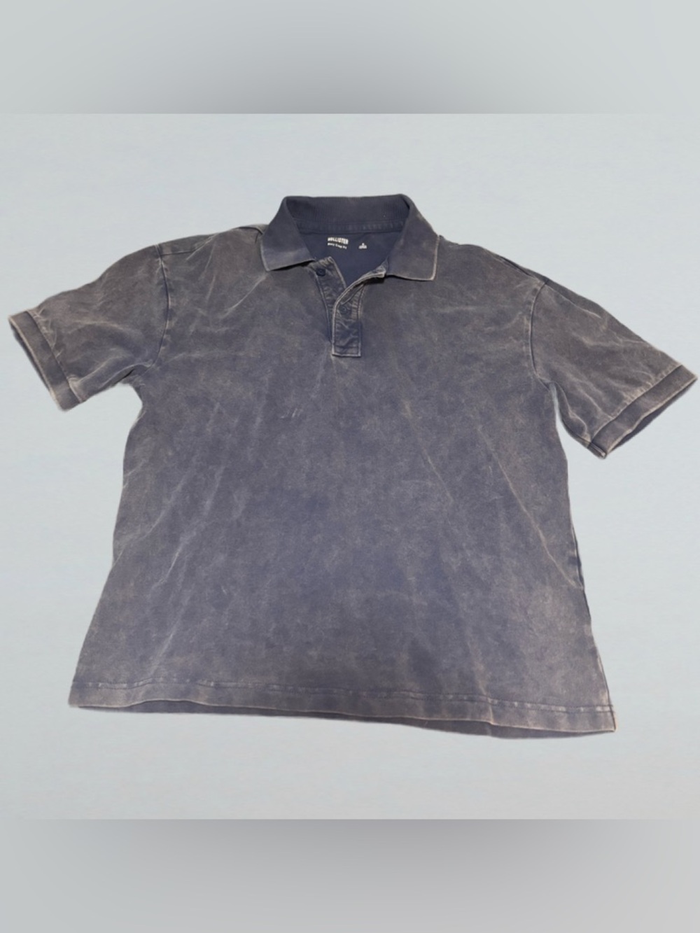 Washed Blue Hollister Boxy Crop Polo Shirt
